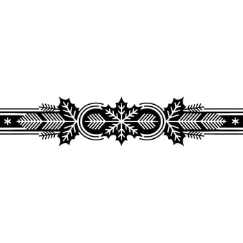 Elegant Winter Border, Stylized Snowflake Holly vector