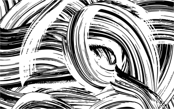 Abstract brush strokes in black and white vector