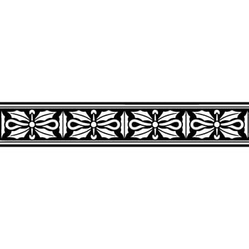 Intricate Black and White Floral Border, Art Deco Style vector