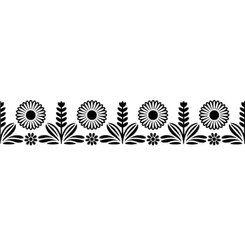 Stylized Sunflower Border, Vintage Floral, Scandinavian vector