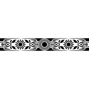 Geometric Floral Border, Stylized Black Grey vector