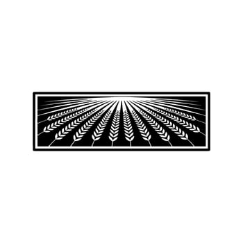 Geometric Wheat Field Emblem, Minimalist Harvest - Illustration vector