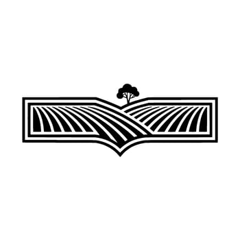 Rustic Landscape Emblem, Agricultural Heritage, Hills vector