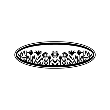 Botanical Oval Emblem, Vintage Floral Border vector