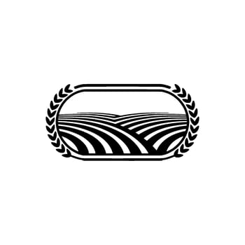 Rustic Harvest Emblem, Agricultural Heritage, Landscape vector