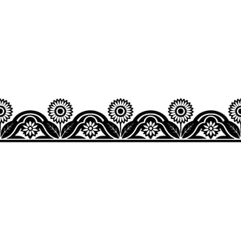 Floral Border, Stylized Sunflower Motif, Vintage vector