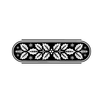 Elegant Black White Holly Border, Festive Ornamentation vector