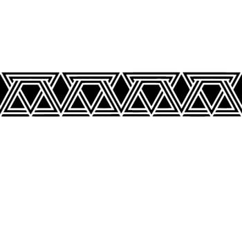 Geometric Deco Border, Black White, Stylized Pattern, Linear vector