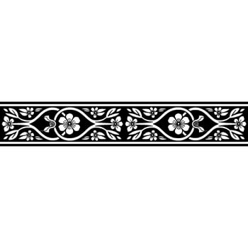Elegant Floral Border, Detailed Black and White vector