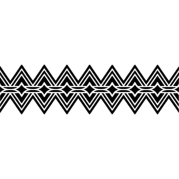 Geometric Deco Border, Stylized Black White Pattern - Linear vector