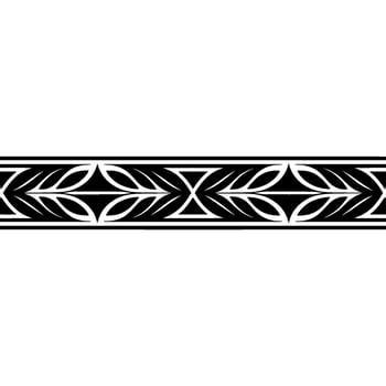 Geometric Leaf Border, Stylized Black and White vector