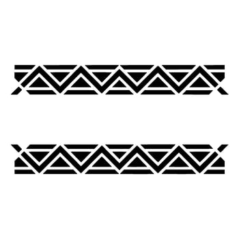 Geometric Deco Border, Stylized Black White Pattern, Abstract vector