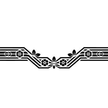 Art Deco Floral Border, Elegant Vintage, Stylized vector