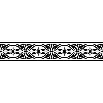 Elegant Black Floral Border, Vintage, Detail vector