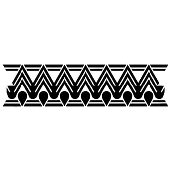Geometric Deco Border, Stylized Black White Pattern - Abstract vector