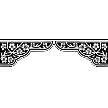 Intricate Black Floral Arch Ornament, Vintage vector