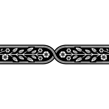 Elegant Floral Border, Art Deco Style - Lineart vector