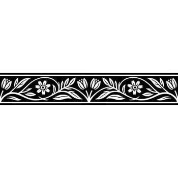 Elegant Floral Border, Vintage Style, Black White vector