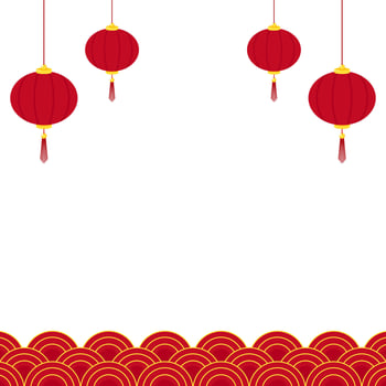 Chinese new year. Chinese new year banner for show product. Greeting card. China frame with lantern on red background. vector