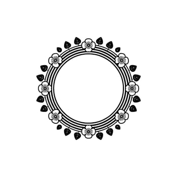 Minimalist Floral Circle Frame, Elegant, Geometric vector