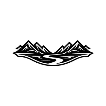 Mountain Silhouette Horizon, Minimalist Landscape Emblem vector