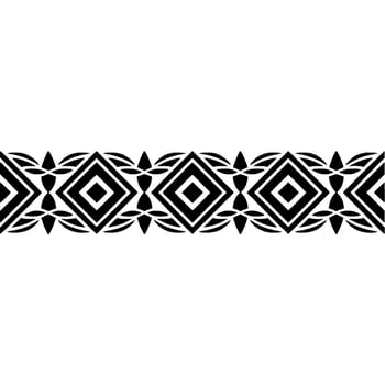 Geometric Border, Tribal Pattern, Black White vector