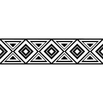 Geometric Tribal Border, Black White Pattern, Triangle vector