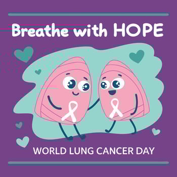 Lungs with heart and lungs with hope world lung cancer day illustration vector