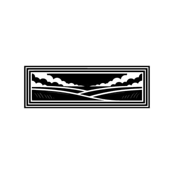 Serene Horizon Black White Landscape Emblem - Silhouette vector