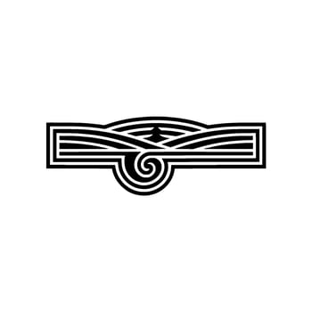 Geometric Wavecrest Emblem, Art Deco Inspired vector