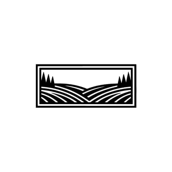 Minimalist Landscape Emblem, Serene Horizon, Rustic Charm vector