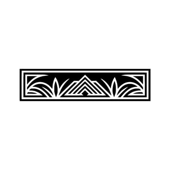 Geometric Botanical Border, Art Deco Style, Line vector