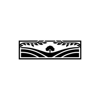 Stylized Landscape Emblem, Vintage Pastoral Illustration vector