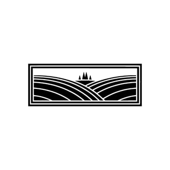 Serene Landscape Emblem, Minimalist Rural, Hills vector