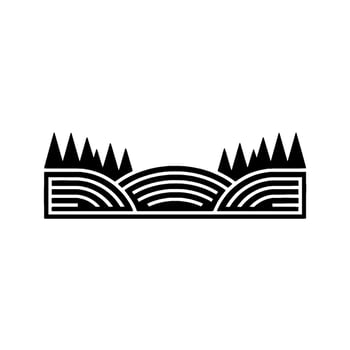 Minimalist Landscape Emblem Rural Harmony Tranquility, Hills vector