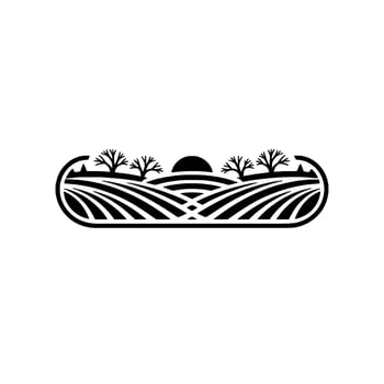 Serene Horizon Minimalist Landscape Emblem, Rural vector