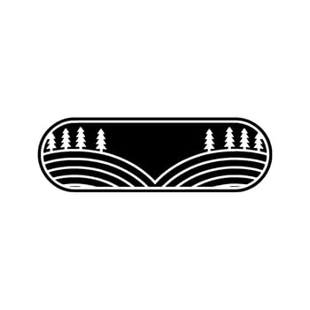 Minimalist Landscape Silhouette, Mountain Vista Emblem vector