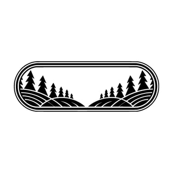 Stylized Forest Landscape Emblem, Vintage Illustration vector
