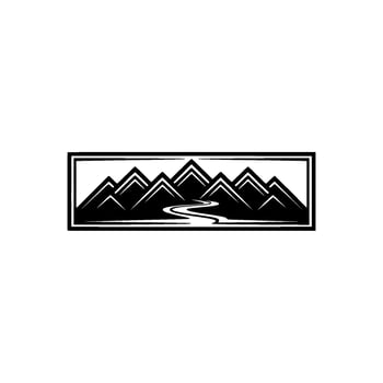 Mountain River Emblem - Minimalist Landscape vector