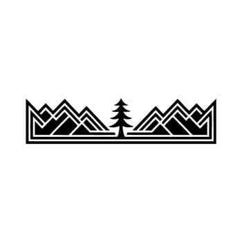 Geometric Mountainscape with Evergreen Silhouette, Mountains vector