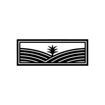 Minimalist Landscape Emblem, Rural Serenity, Modern vector