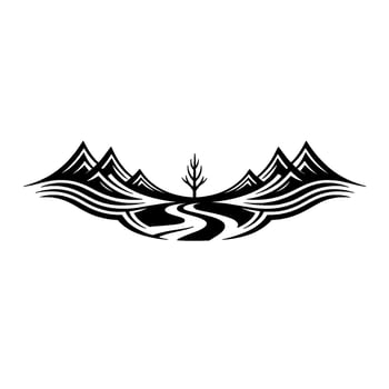 Minimalist Mountain Path, Symbolic Journey vector