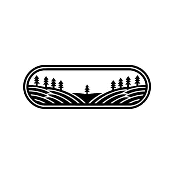 Minimalist Landscape Emblem, Scenic Silhouette, Forest vector