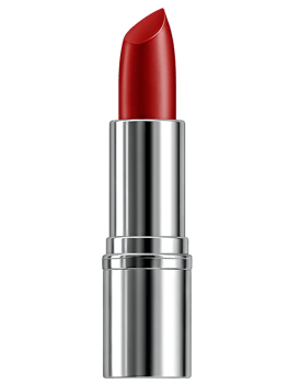 Red lipstick in silver tube. Beauty, makeup, cosmetics. png