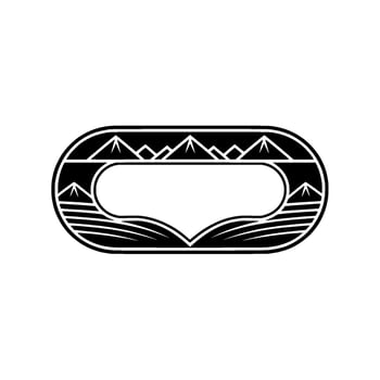 Vintage Mountainscape Emblem, Minimalist vector