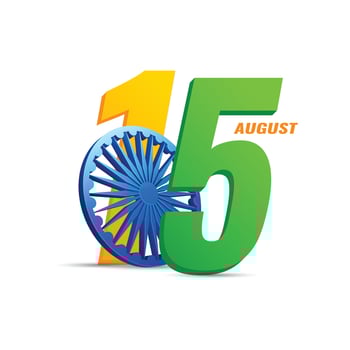 15 August Independence Day Typography with Ashoka Chakra vector
