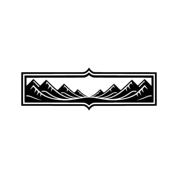 Mountainscape Emblem, Minimalist Silhouette, Serene Landscape vector