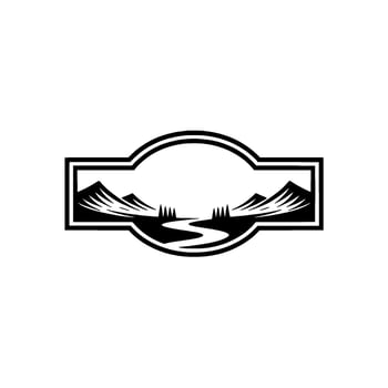 Mountain Silhouette Emblem, Rustic Wilderness - Landscape vector