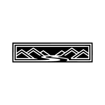 Geometric Mountain Stream Emblem, Minimalist Landscape vector