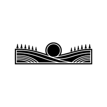 Serene Landscape Silhouette, Mountain Vista vector